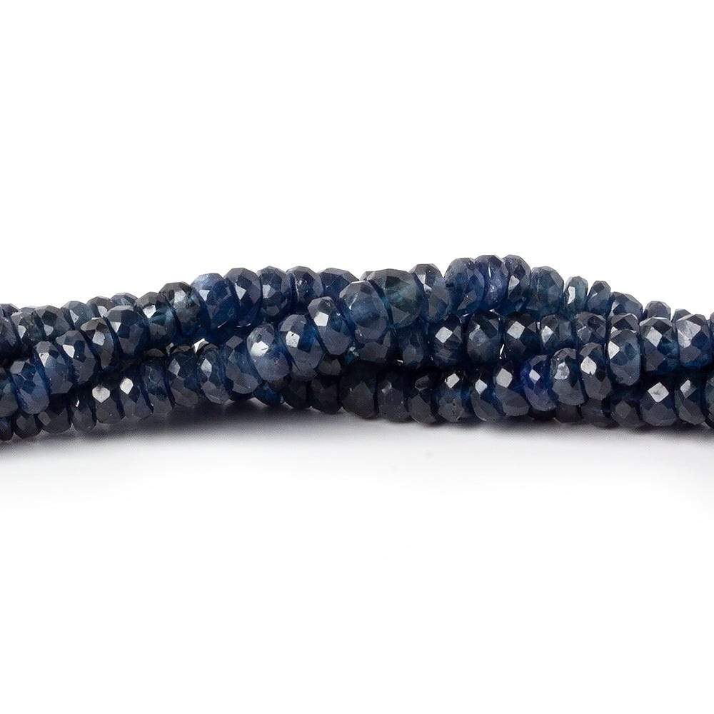  3-4.5mm Dark Blue Sapphire faceted rondelles 16 inches 215 beads AA 