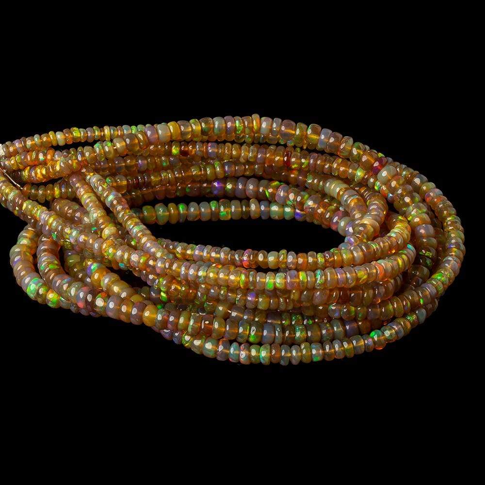  3-4.5mm Ethiopian Opal plain rondelle beads 16 inch 180 pieces AA 