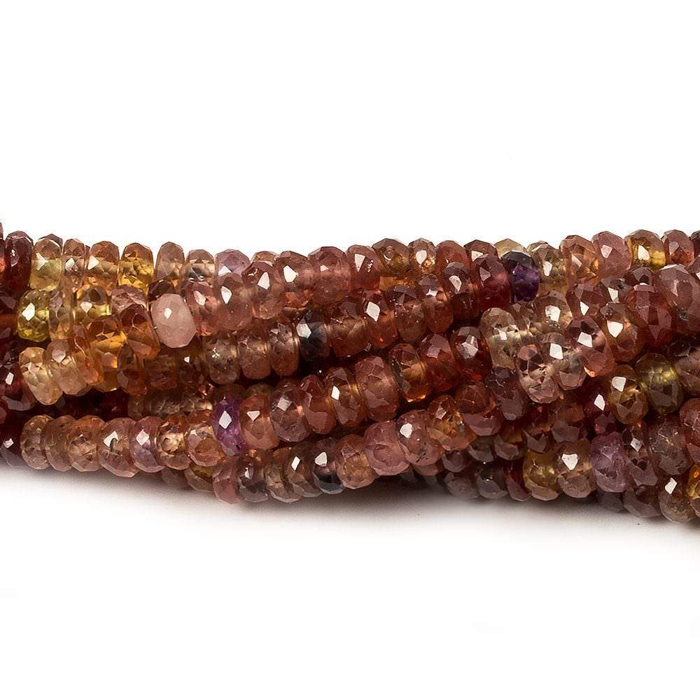  3-4.5mm Multi Color Sapphire faceted rondelles 18 inch 245 beads A Grade 