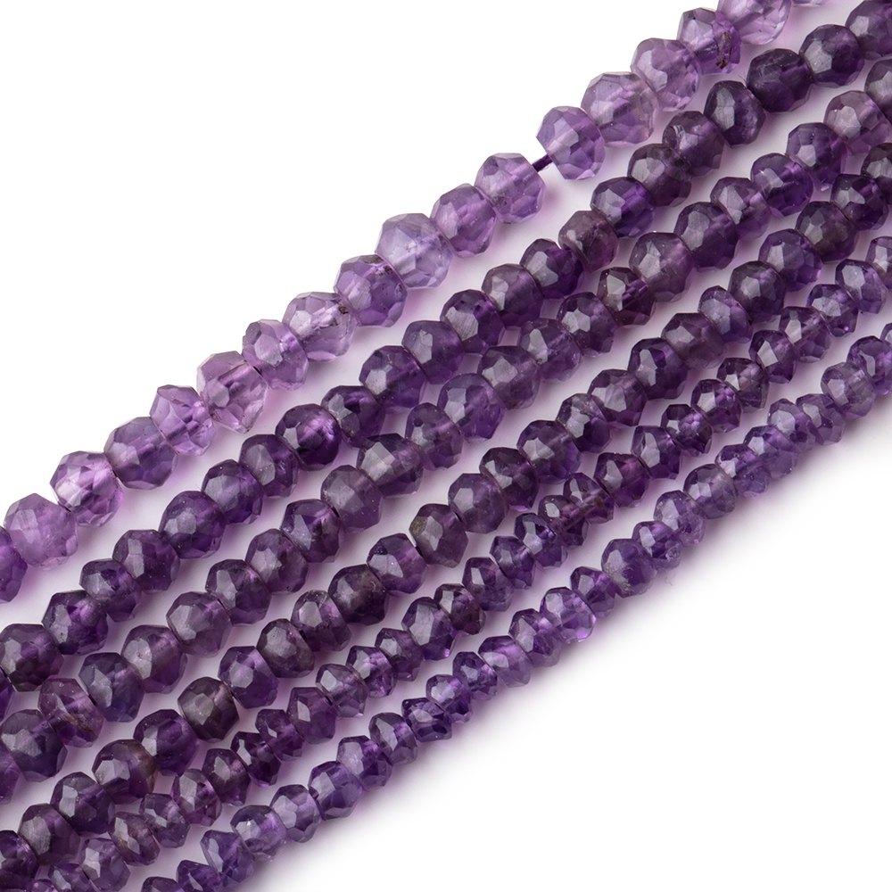  3-4mm Amethyst faceted rondelle Beads LOT OF 6 STRANDS 