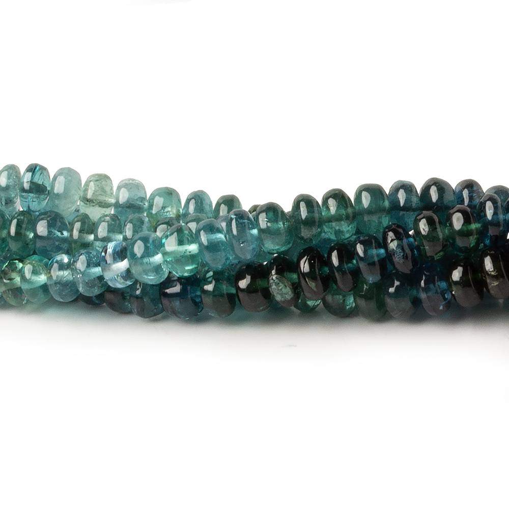  3-4mm Indicolite Blue Tourmaline plain rondelles 18 inch 210 beads AA 