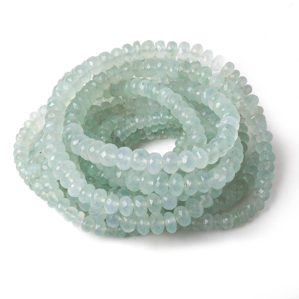  3-7mm Aqua Green Chalcedony faceted rondelles 18 inch 135 beads AA 