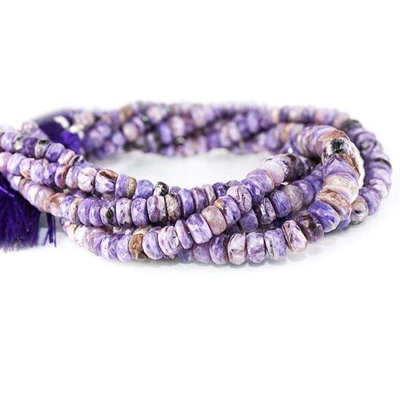  3-7mm Charoite Faceted Rondelle Beads 8 inch 66 pieces 