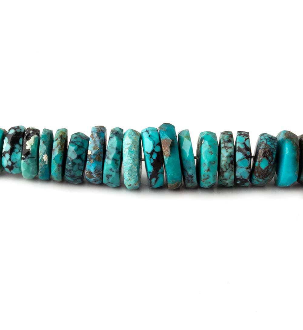  3-8mm Chinese Turquoise faceted heshi beads 17 inch 290 beads 
