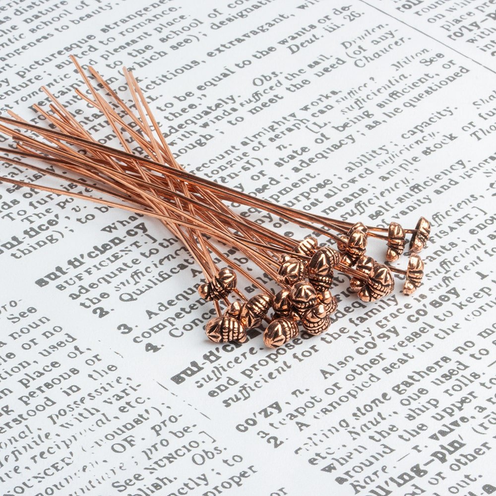  3 inch Copper Flower Headpin 22 gauge 22 pieces per bag 