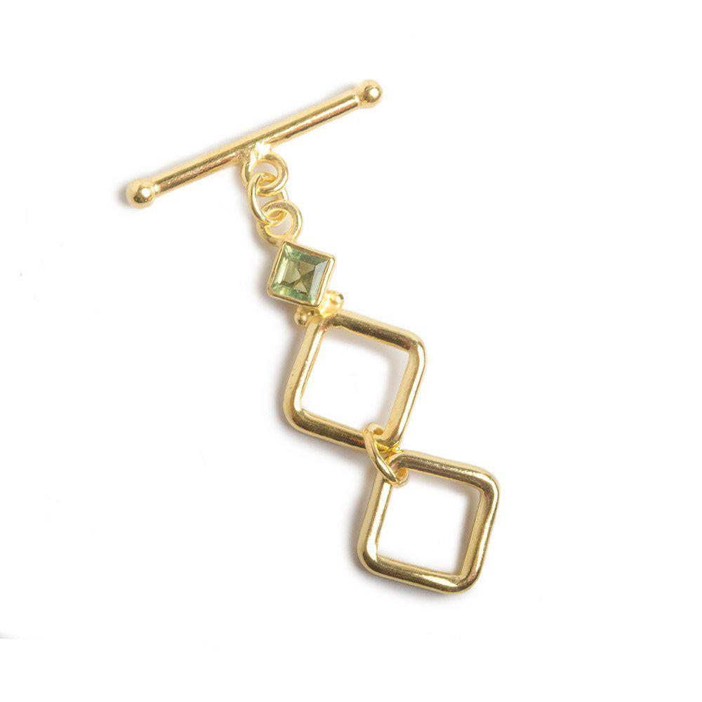  30x12.5mm Vermeil Square Toggle with Peridot 1 finding 