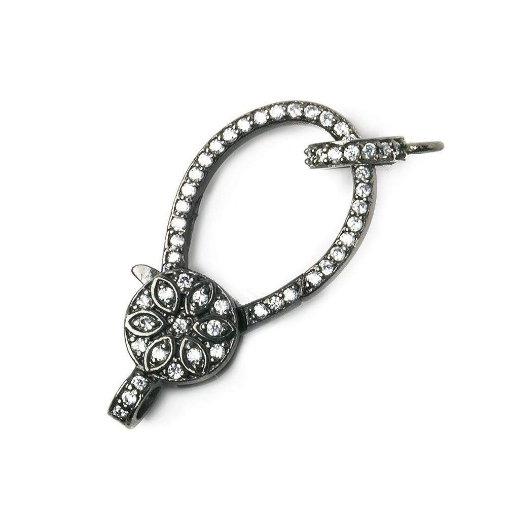  30x15mm Black Gold .925 Silver Pave CZ Lobster Clasp with CZ Ring 1 piece 