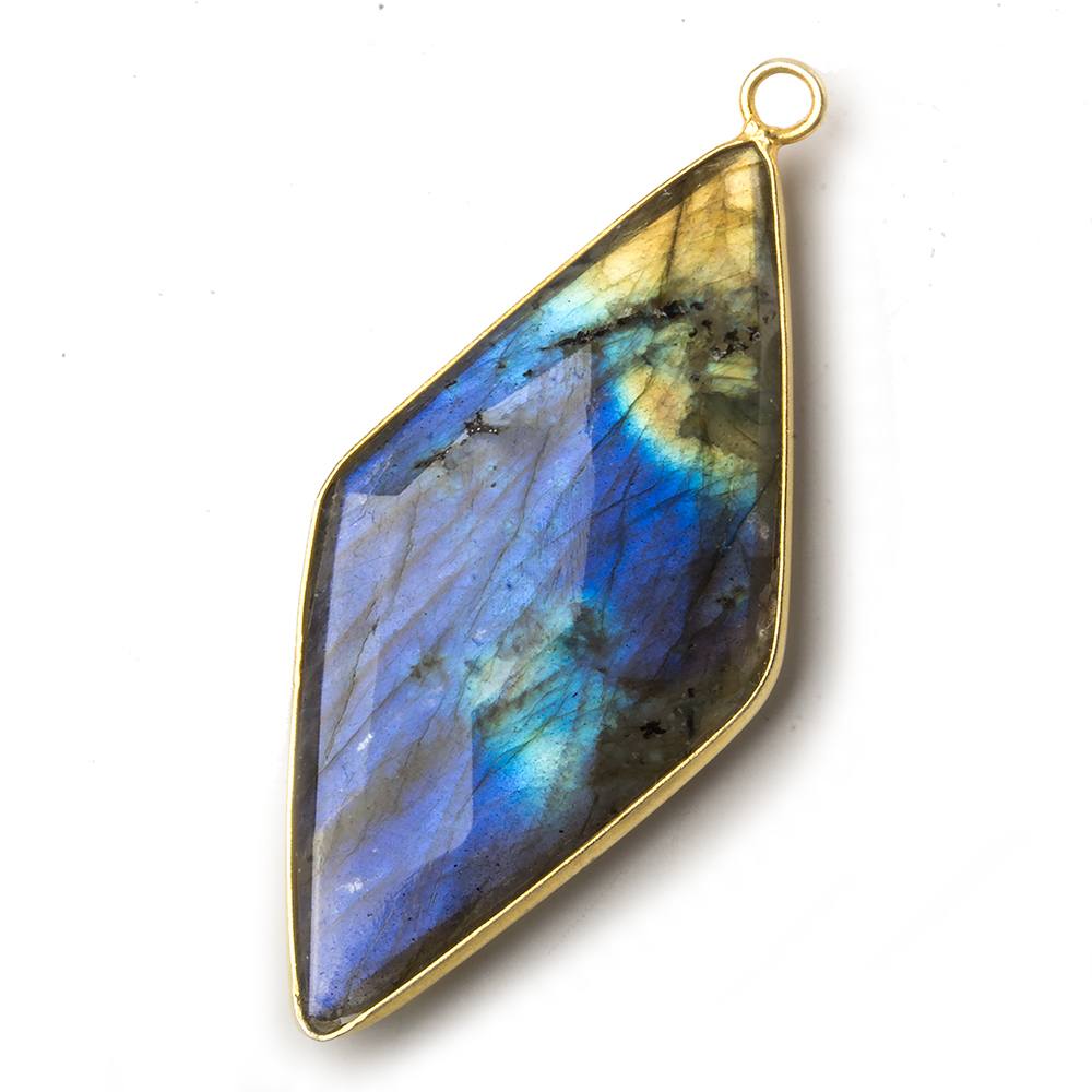  30x25mm Vermeil Bezel Labradorite faceted kite pendant 1 piece 