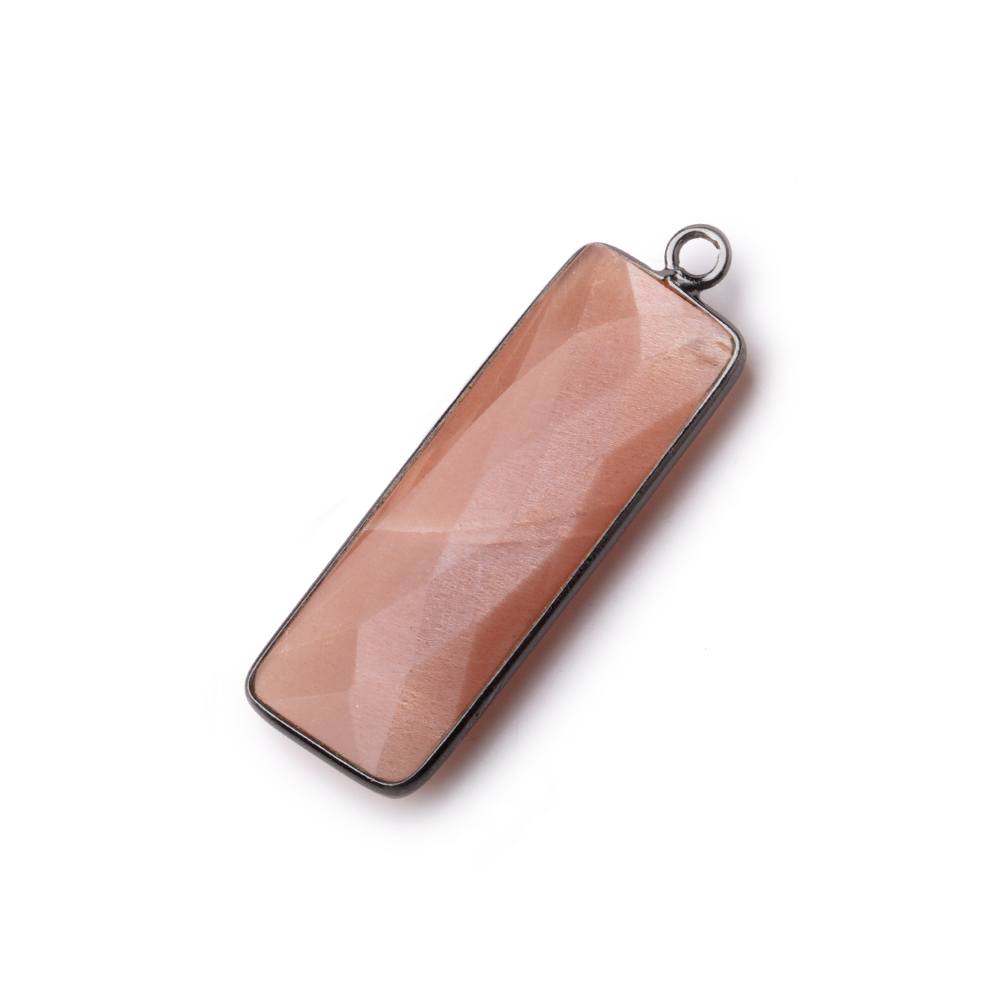  31x11mm Black Gold Bezel Peach Moonstone Bar 1 ring pendant 1 piece 