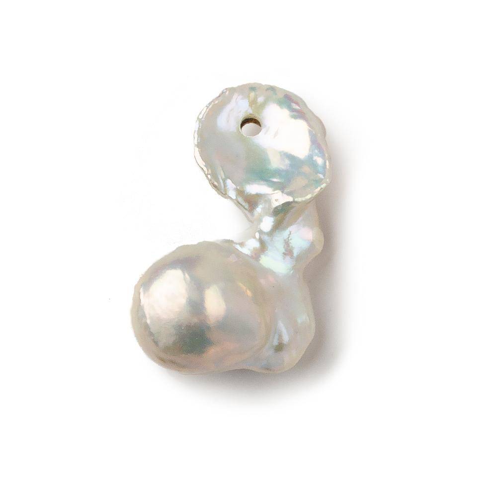  31x14mm Off White Baroque Large Hole Pearl Focal Bead 1 piece AAA 