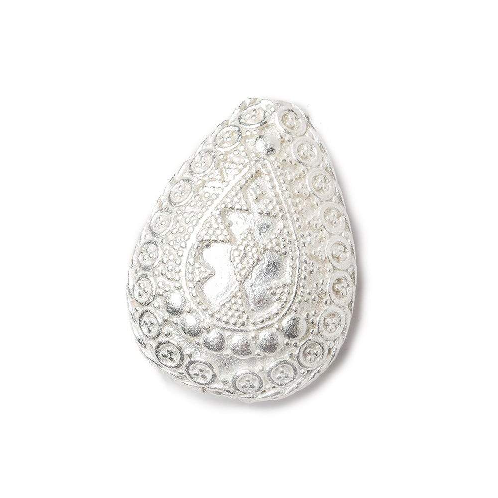  31x22x12mm Sterling Silver Plated Copper Pear Elegant Bali 1 bead 