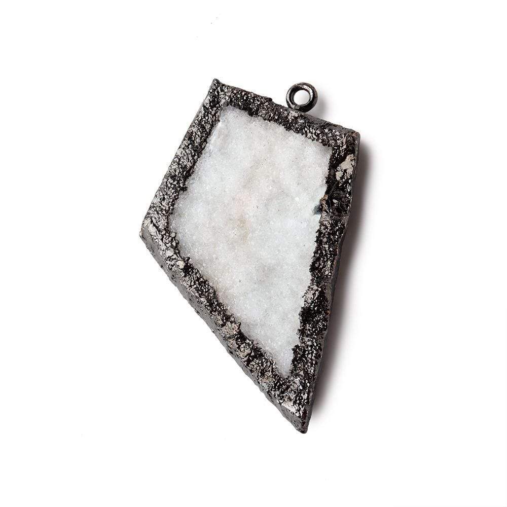  31x26mm Black Gold Leafed White Drusy Freeform Pendant 1 piece 