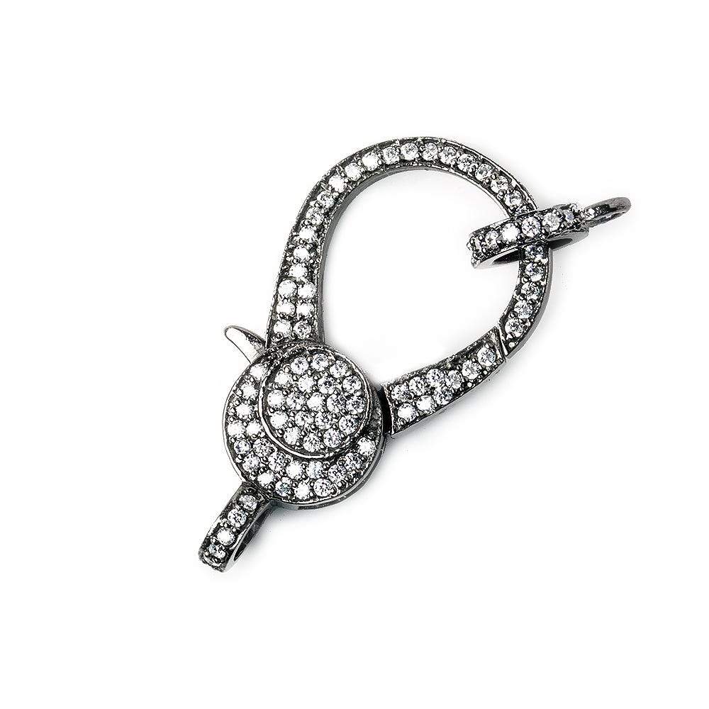  32x18mm Black Gold .925 Silver Pave CZ Lobster Clasp with CZ Ring 1 piece 