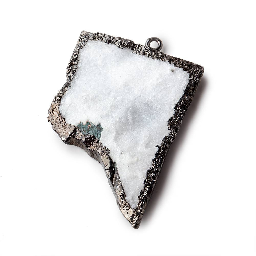  32x32mm Black Gold Leafed White Drusy Freeform Pendant 1 piece 