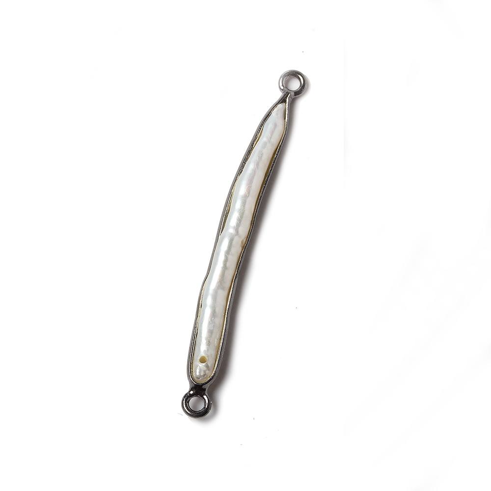  33-36x5mm Black Gold Bezeled Biwa Pearl Connector 1 piece 