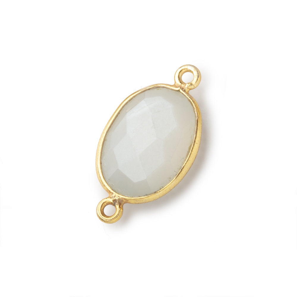  17x13mm Vermeil Bezel White Moonstone Faceted Oval Connector 1 piece 