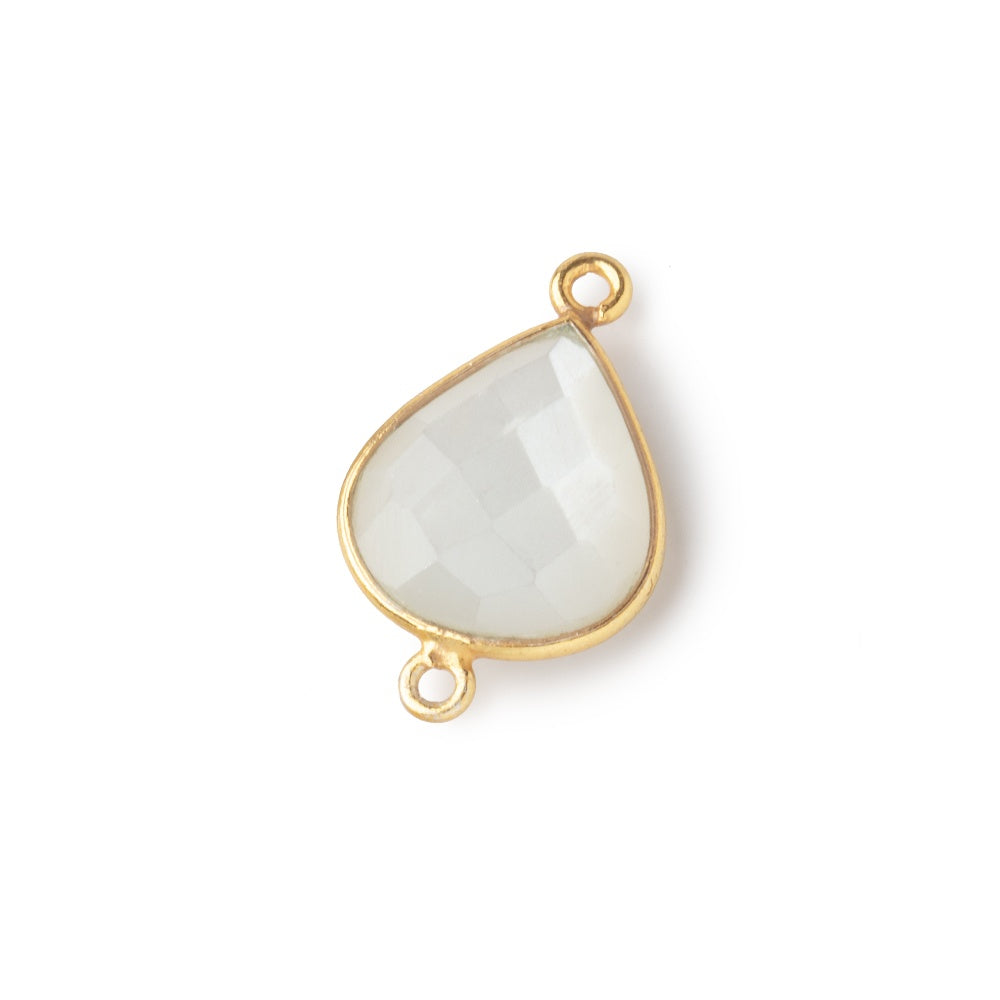  16x14mm Vermeil Bezel White Moonstone faceted pear Connector 1 piece 
