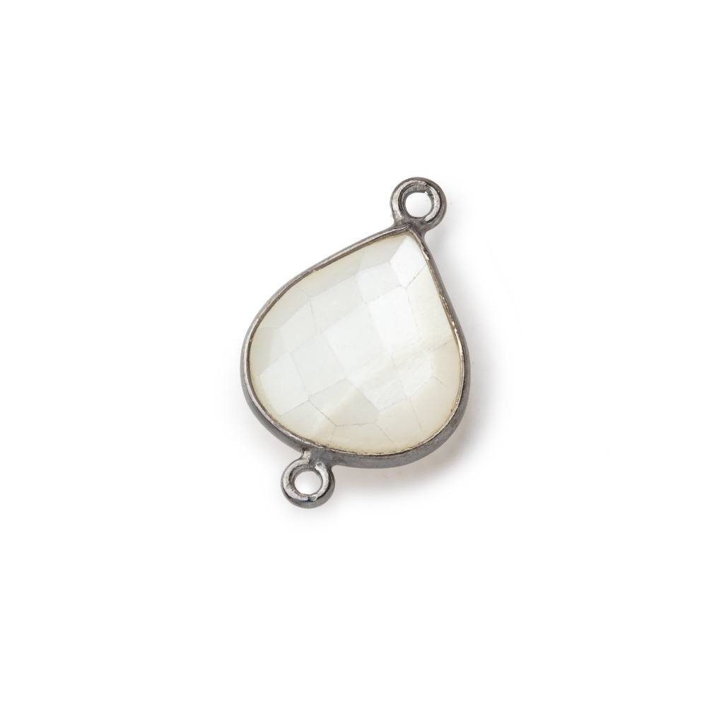  16x14mm Black Gold .925 Bezel White Moonstone faceted pear Connector 1 piece 