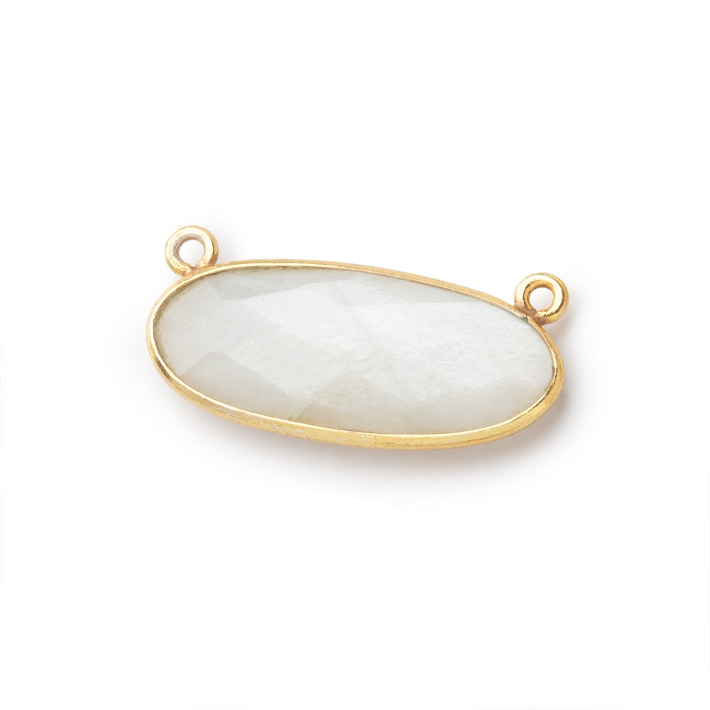  28x11.5mm Vermeil Bezel White Moonstone Oval East West Connector 1 piece 