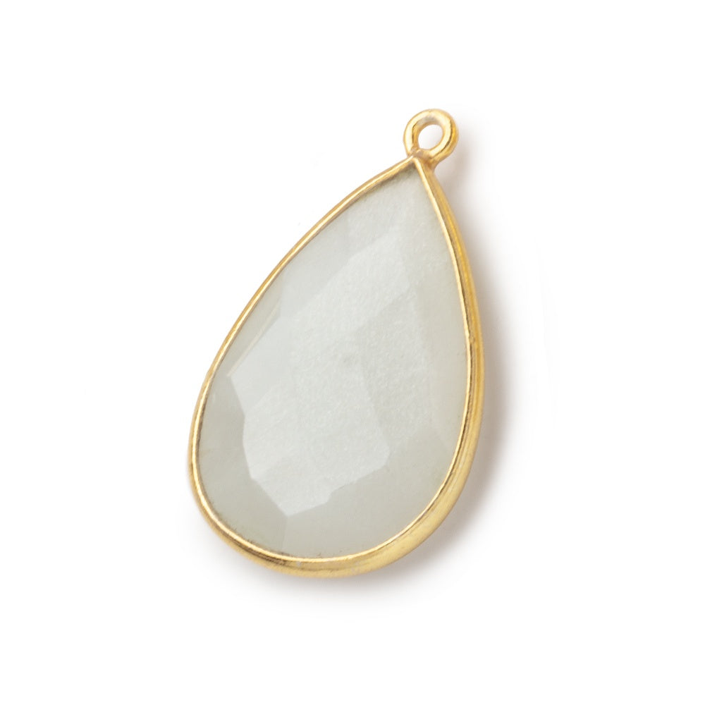  26x17mm Vermeil Bezel White Moonstone faceted pear Pendant 1 piece 