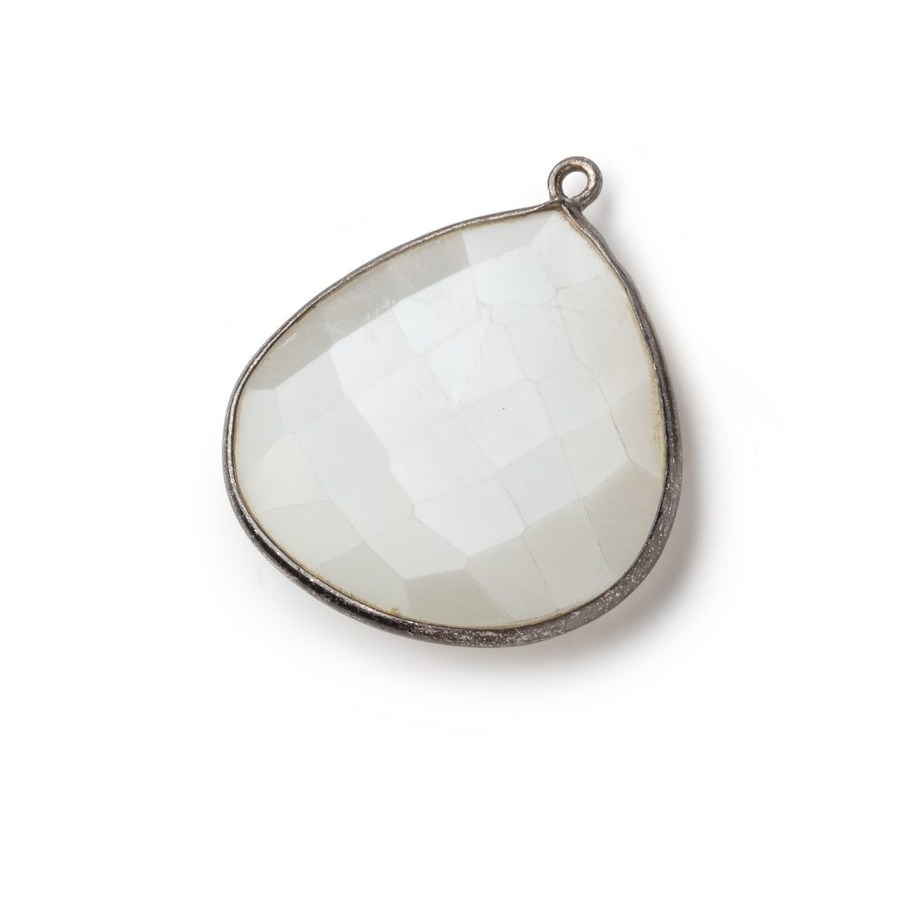  26x26mm Black Gold .925 White Moonstone faceted heart Pendant 1 piece 