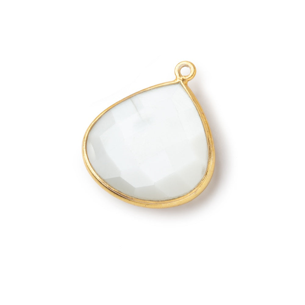  22x22mm Vermeil Bezeled White Moonstone Heart Pendant 1 piece 