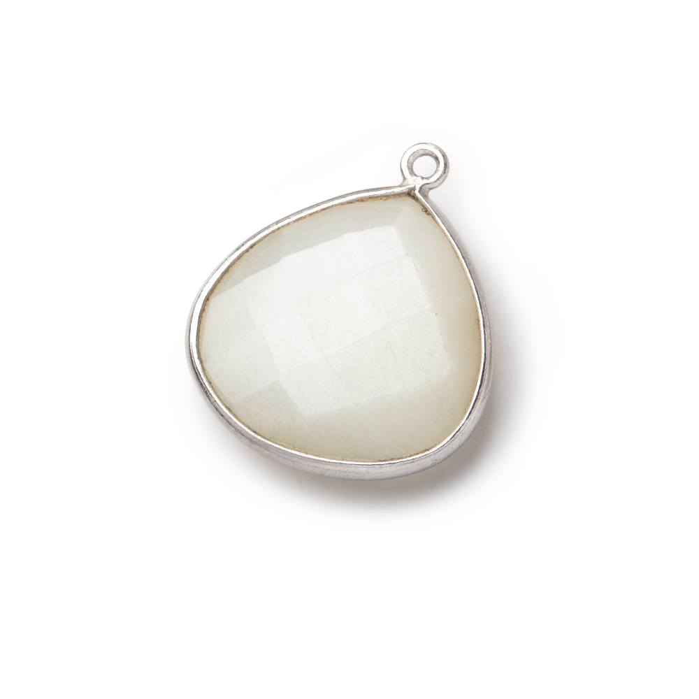  22x22mm Silver .925 Bezeled White Moonstone Heart Pendant 1 piece 