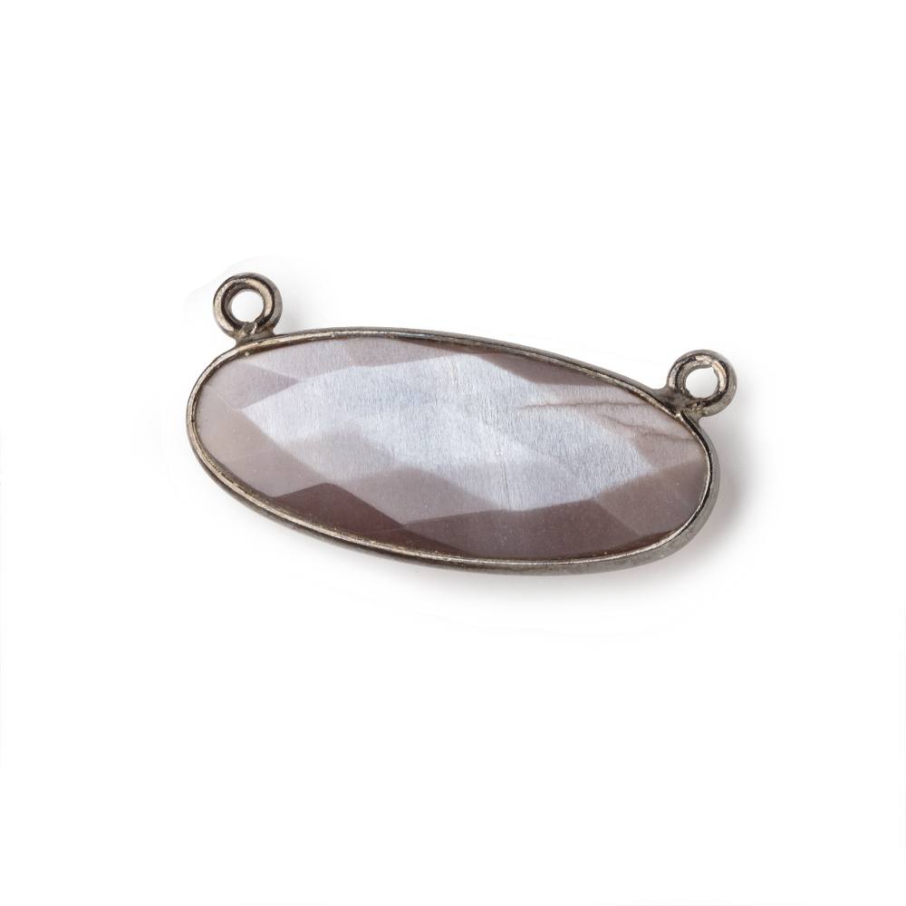  28x11.5mm Black Gold .925 Bezel Chocolate Brown Moonstone Oval East West Connector 1 piece 