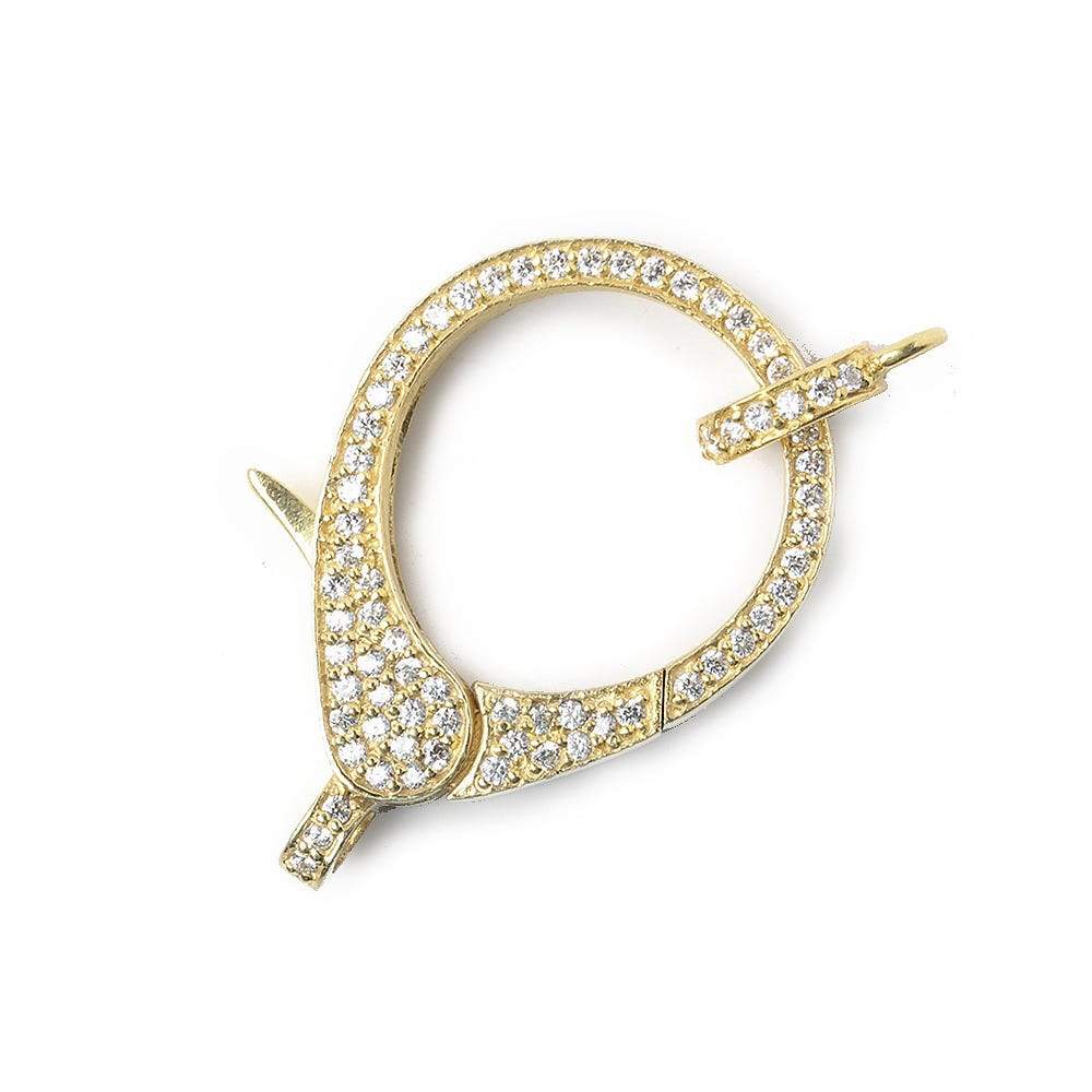  33x18mm Vermeil Pave CZ Lobster Clasp with CZ Ring 1 piece 
