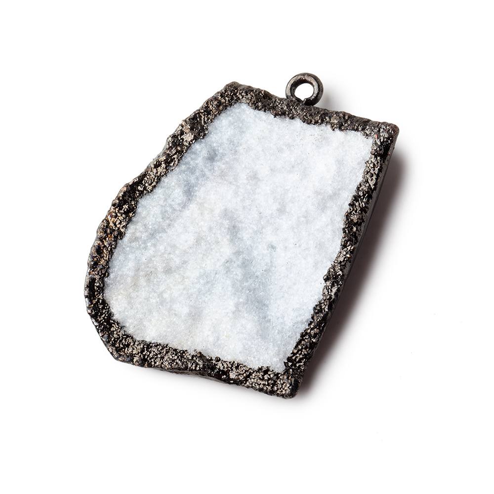  33x28mm Black Gold Leafed White Drusy Freeform Pendant 1 piece 