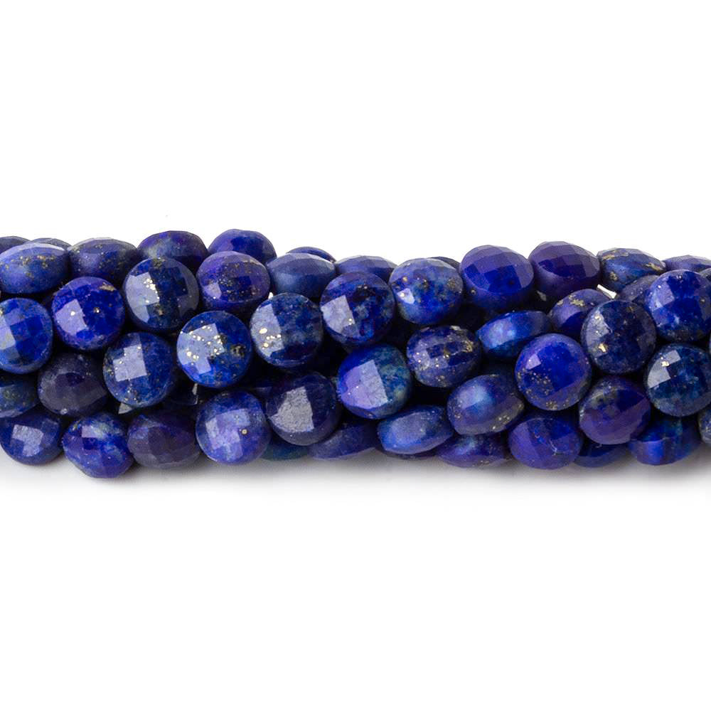  4mm Lapis Lazuli checkerboard calibrated faceted coins 12.5 inch 85 beads AAA 