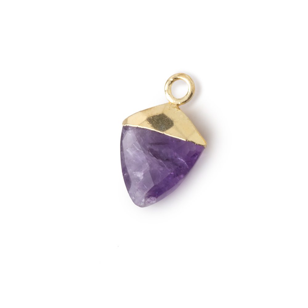  11x9-12x10mm Gold Leafed Amethyst faceted shield Pendant 1 focal 