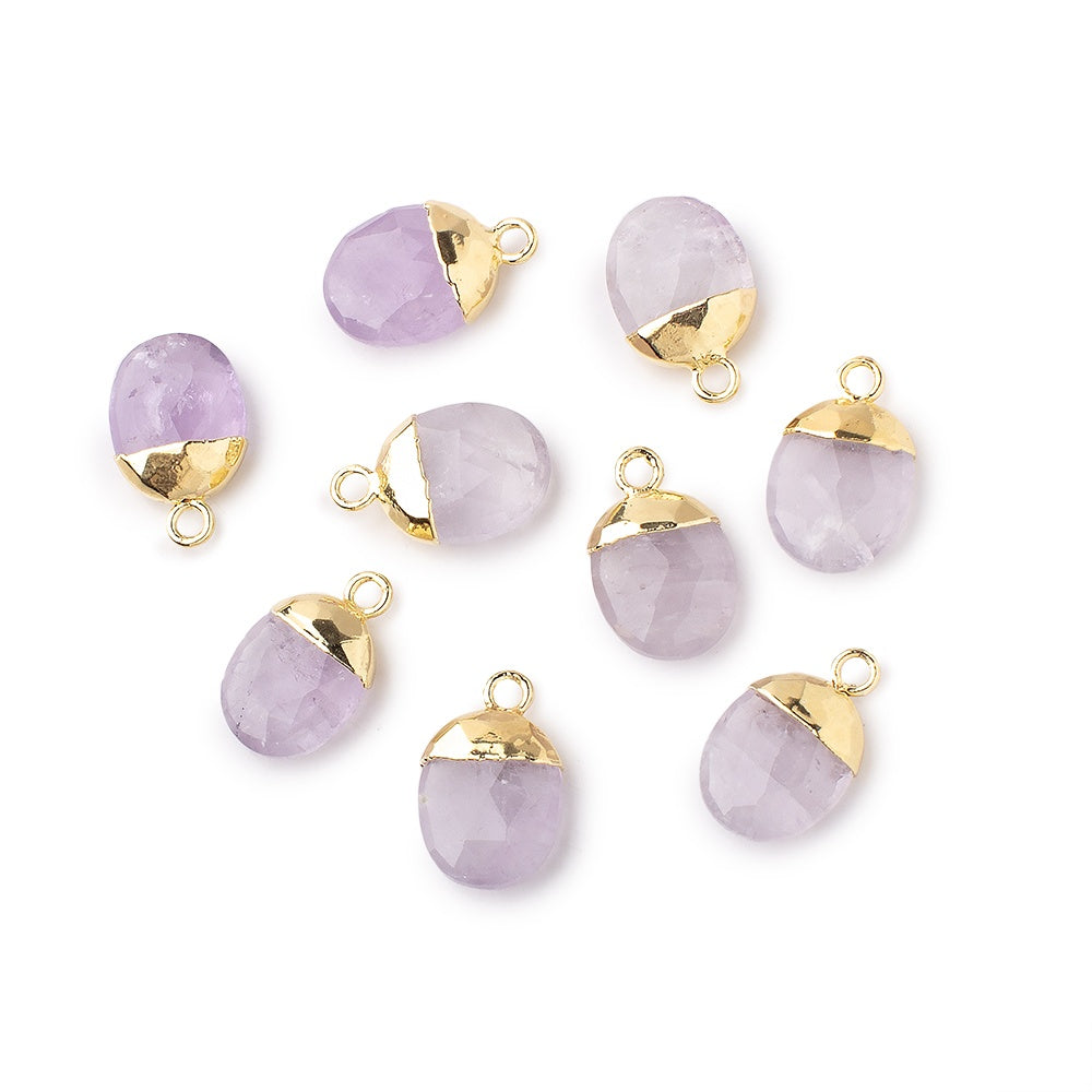  10x8mm Gold Leafed Pink Amethyst Oval Pendant 1 piece 