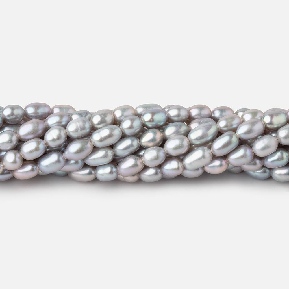  5x3mm Silver straight drilled Oval freshwater pearls 15 inch 75 pieces A 