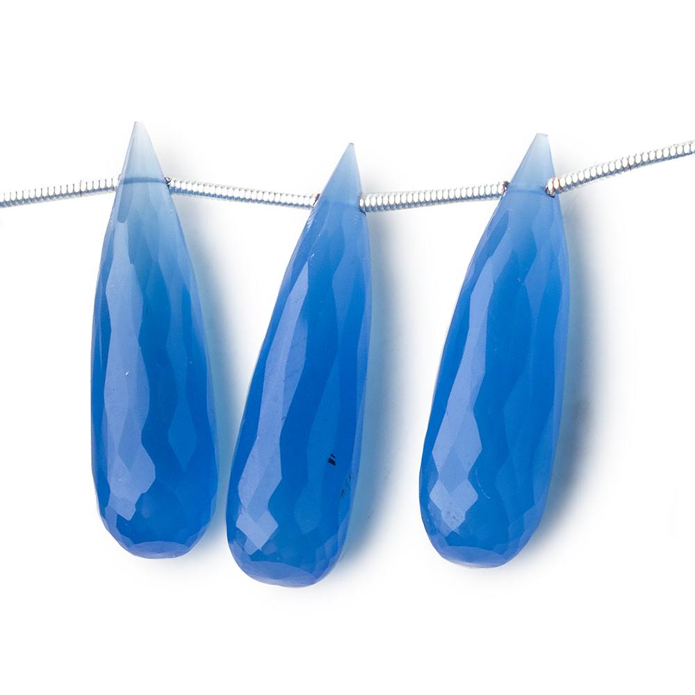  29x8mm Santorini Blue Chalcedony elongated faceted tear drops 8 inch 14 beads 