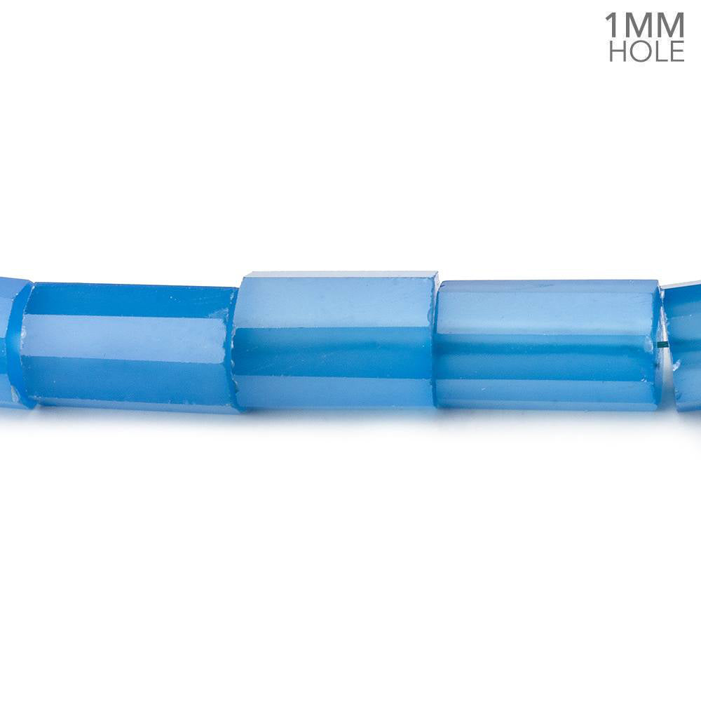  6x8-7x12mm Santorini Blue Chalcedony faceted tubes 16 inch 40 large hole beads 