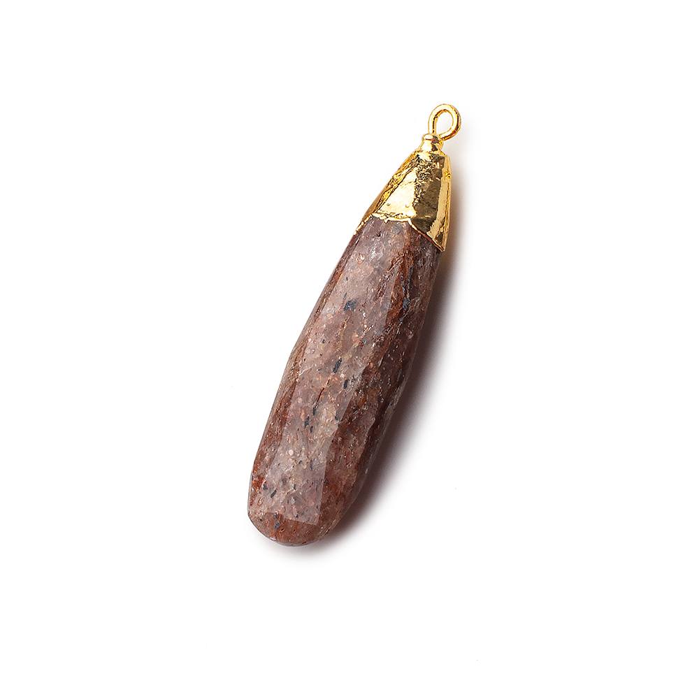  34x10mm Gold Leafed Ferrous Quartz Pear Pendant 1 piece 