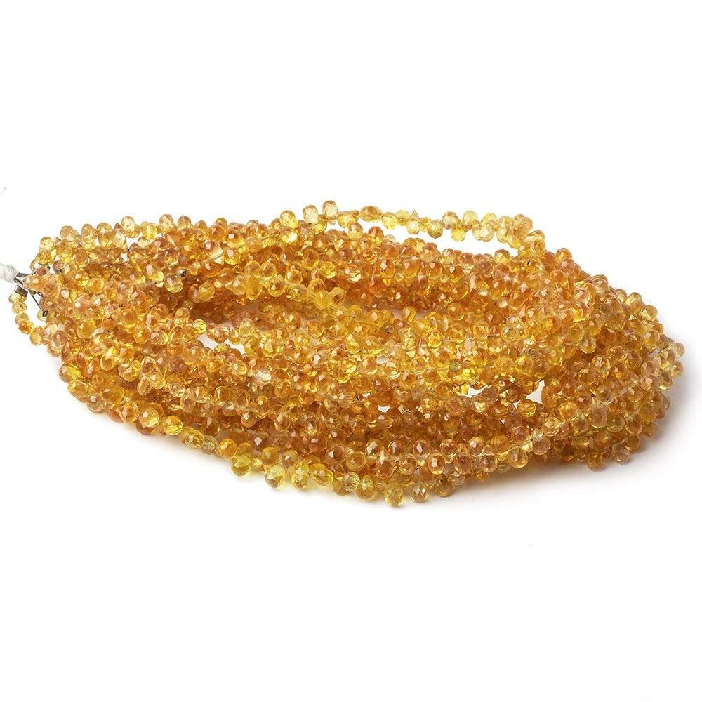 3.5-2.5-5x3mm Yellow Sapphire Micro Tear Drop Briolette 19 inch 240 pieces 
