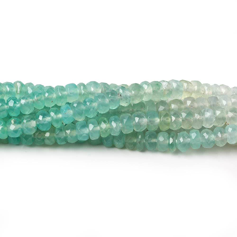  3.5-4.5mm Aqua Green Chalcedony faceted rondelles 18 inches 185 beads AA 