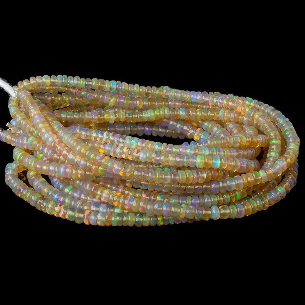  3.5-4mm Ethiopian Opal plain rondelle beads 16 inch 190 pieces AA 