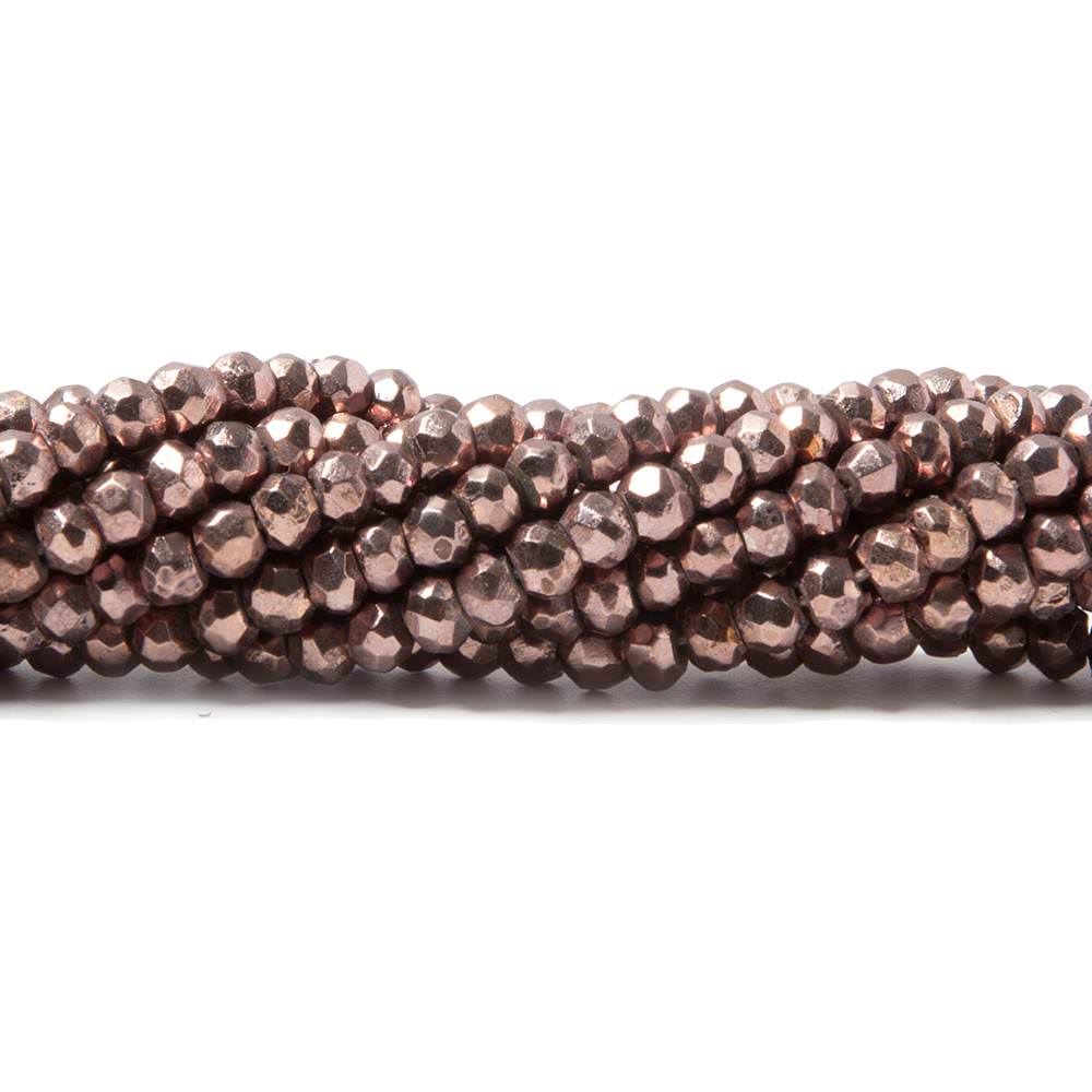  3.5-4mm Metallic Cocoa Brown plated Pyrite faceted rondelle Beads 13 inch 117 pcs 