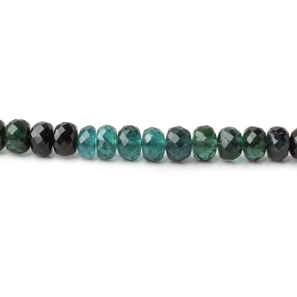  3.5-5mm Indicolite Blue & Chrome Green Tourmaline faceted rondelles 18 inch 158 pieces AA 