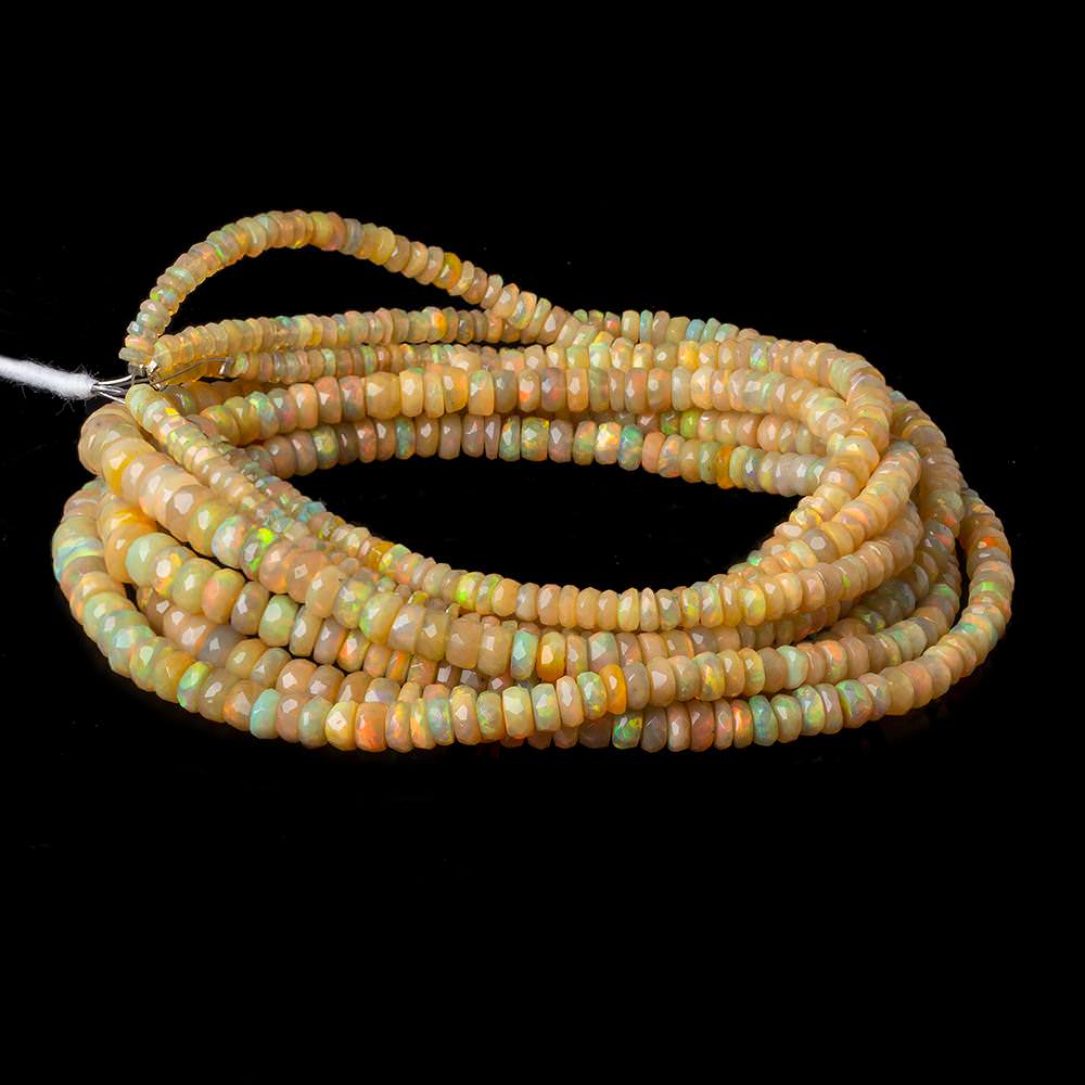  3.5-6.5mm Ethiopian Opal Faceted Rondelles 18 inch 190 beads AAA 