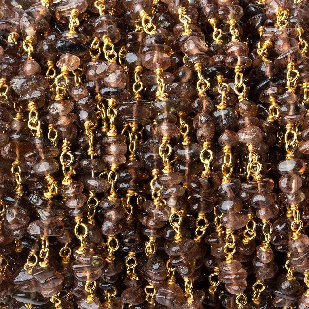  3.5mm Andalusite plain nugget Trio Vermeil Chain by the foot 81 beads per 