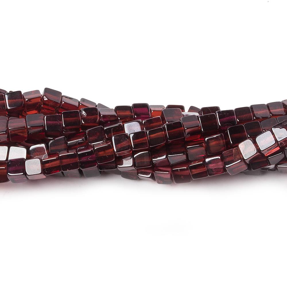  3.5mm Garnet Plain Cube Beads 16 inch 120 pieces 