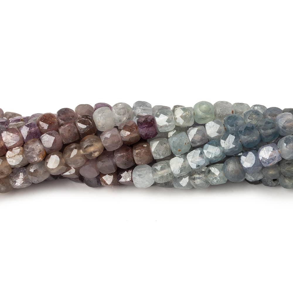  3.5mm Multi Color Umba Sapphire micro faceted cubes 12 inch 80 beads 