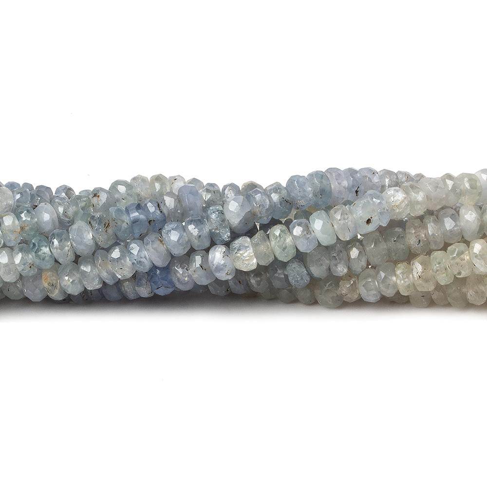  3.5mm White & Light Blue Sapphire faceted rondelles 18 inch 225 pieces A 