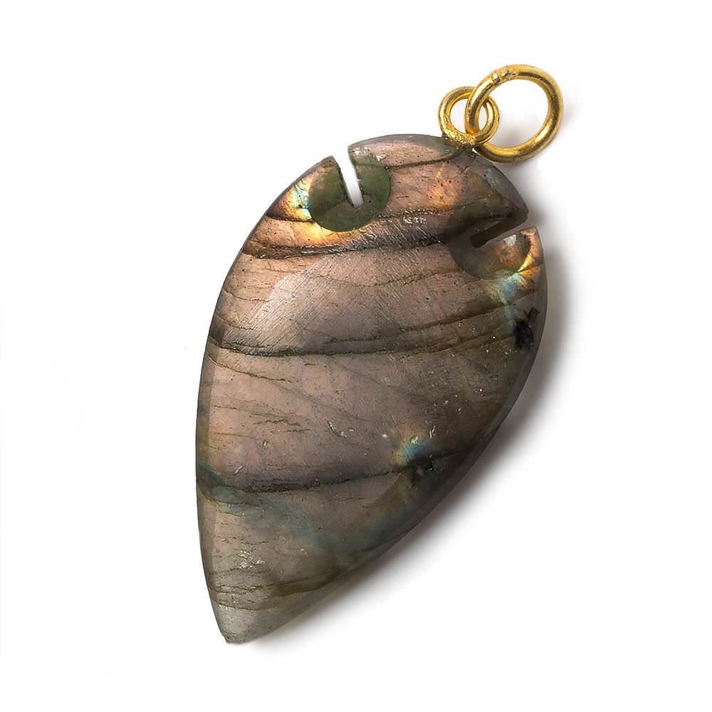  35x20mm Labradorite Matte Arrowhead Focal Pendant 1 piece 