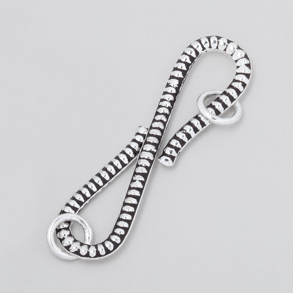  36x9mm Antiqued Sterling Silver S Hook Ribbed Design 1 piece 