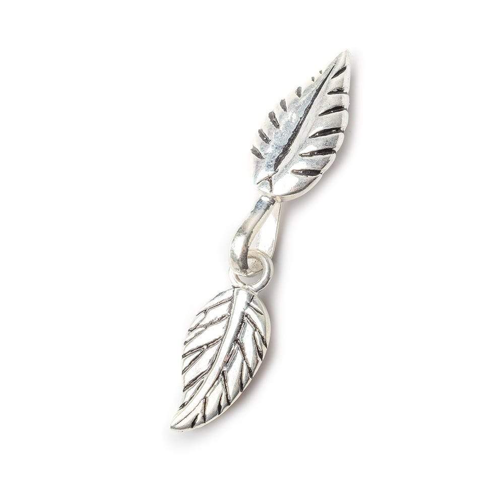  38x9mm Sterling Silver Leaf Hook & Eye Clasp 1 finding 